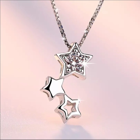 🌟 Sterling Silver 925 CZ Stars Necklace - Picture 5 of 5